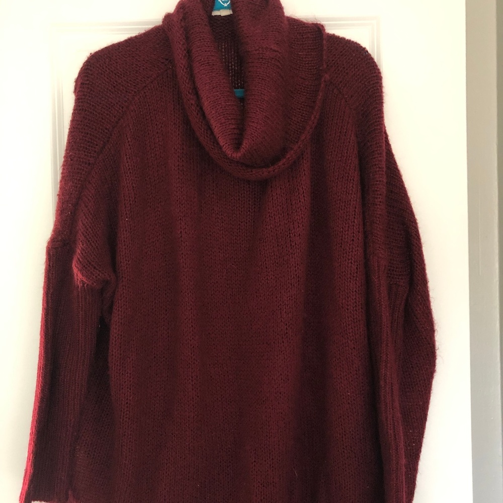 Scoop Neck Sweater - Wine - Large